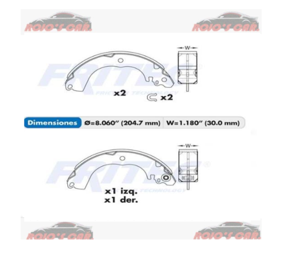 JUEGO DE BALATA FRENO TAMBOR FRITEC ONE WAY DODGE ATTITUDE 1.2L L3 15-23